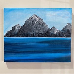Mountain Landscape Acrylic Painting, calming art